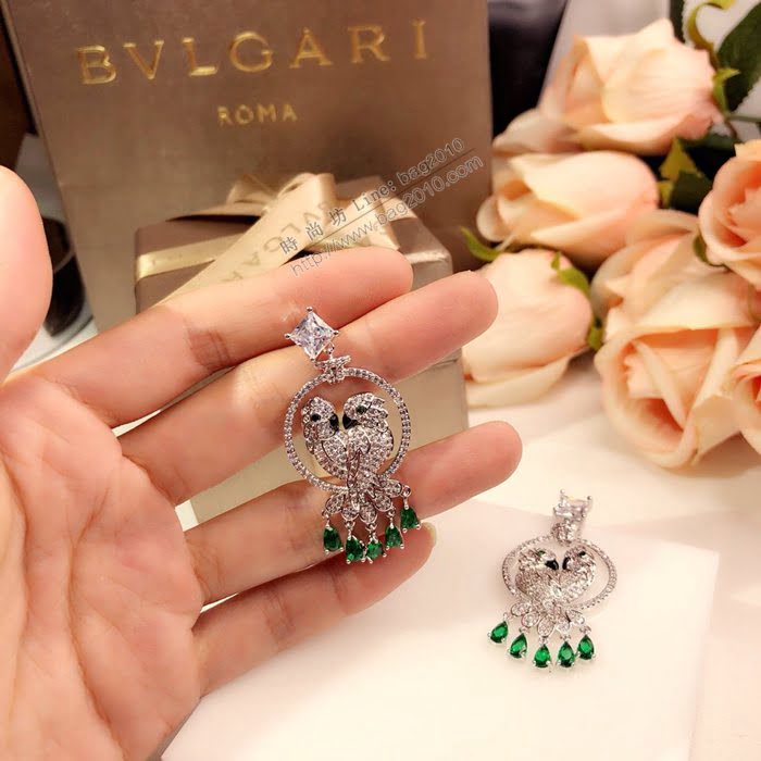 Bvlgari飾品 寶格麗彩鑽流蘇鸚鵡鑲鑽耳環 耳釘  zgbq3188